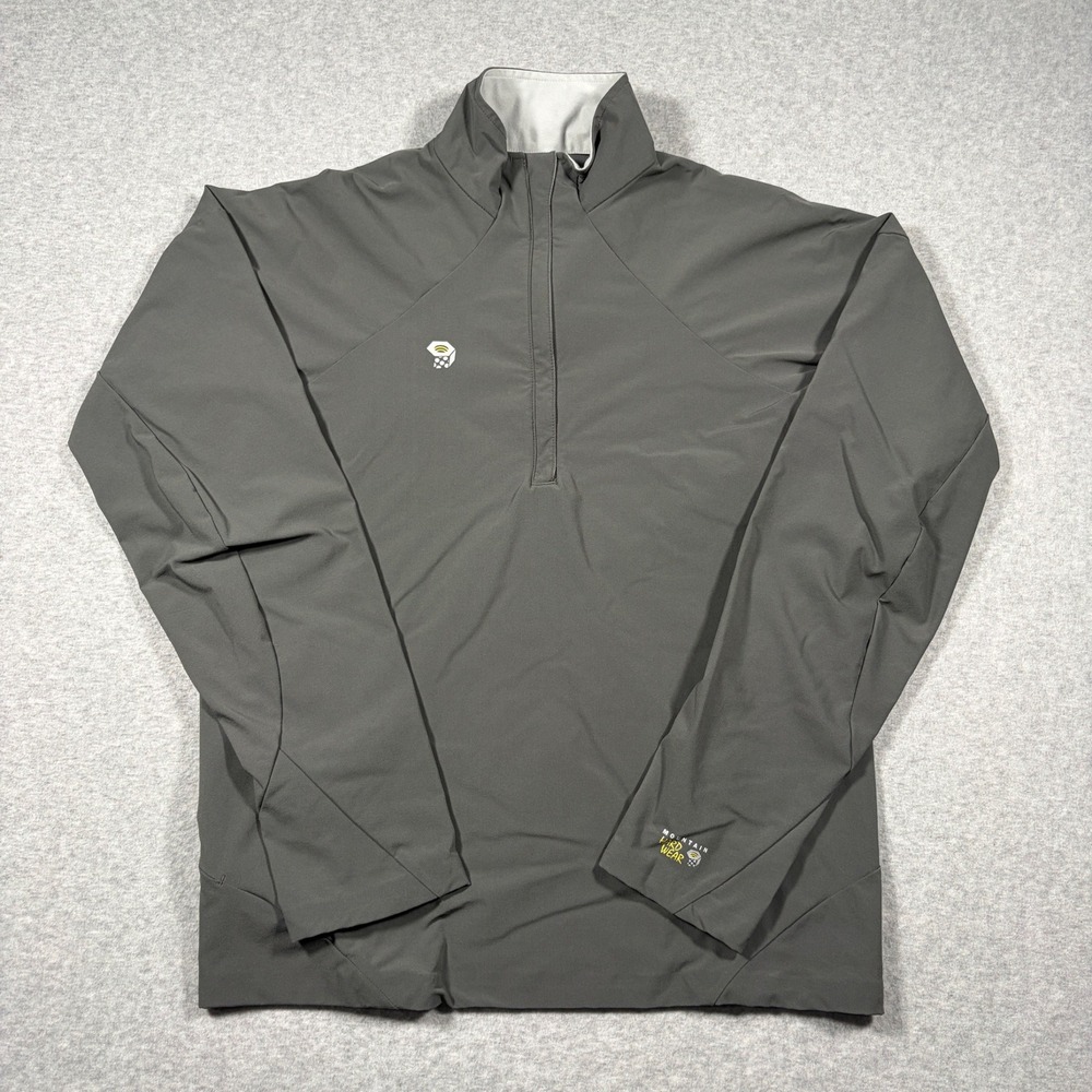 Mountain Hardwear 1/4 Zip Pullover Men Large Gray Lightweight Hiking Outdoor